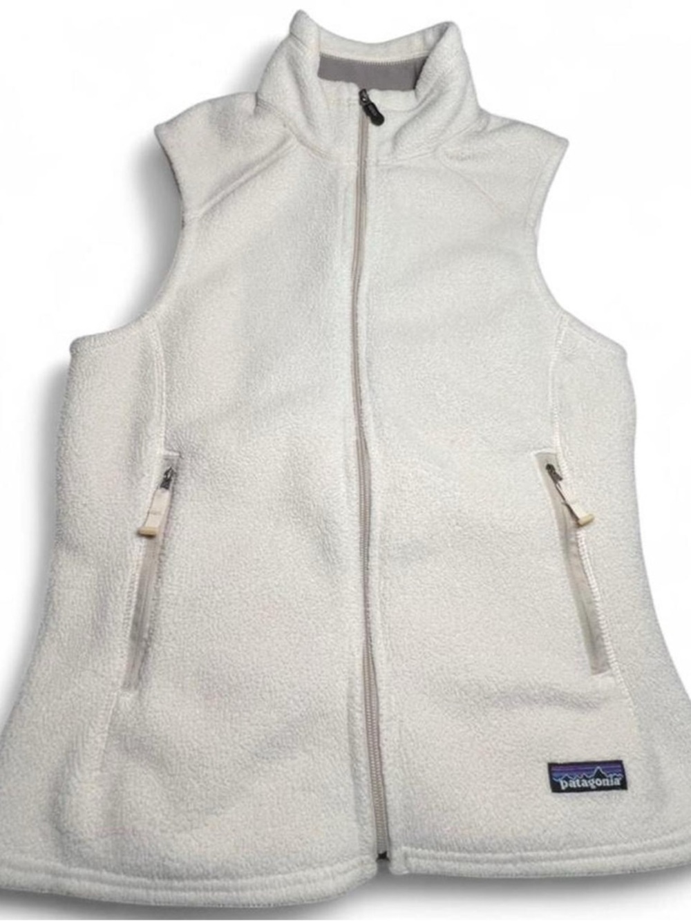 Patagonia White Sherpa Fleece Vest - Zip Front